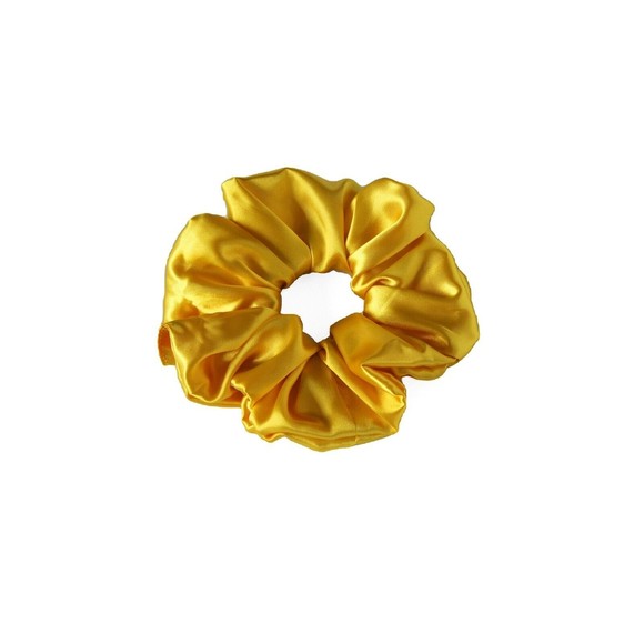 Yellow Silky Satin Scrunchie | Big Scrunchies | Fashion Hair Ties | Team Colors - Picture 2 of 6